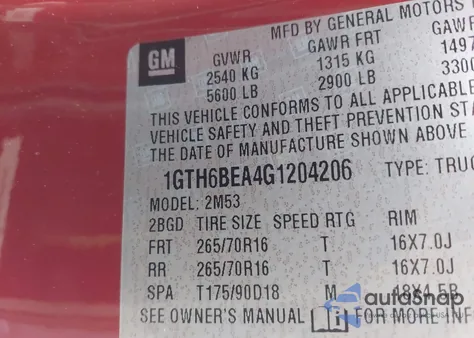 2016 GMC Canyon z USA, uszkodzony, nr VIN 1GTH6BEA4G1204206